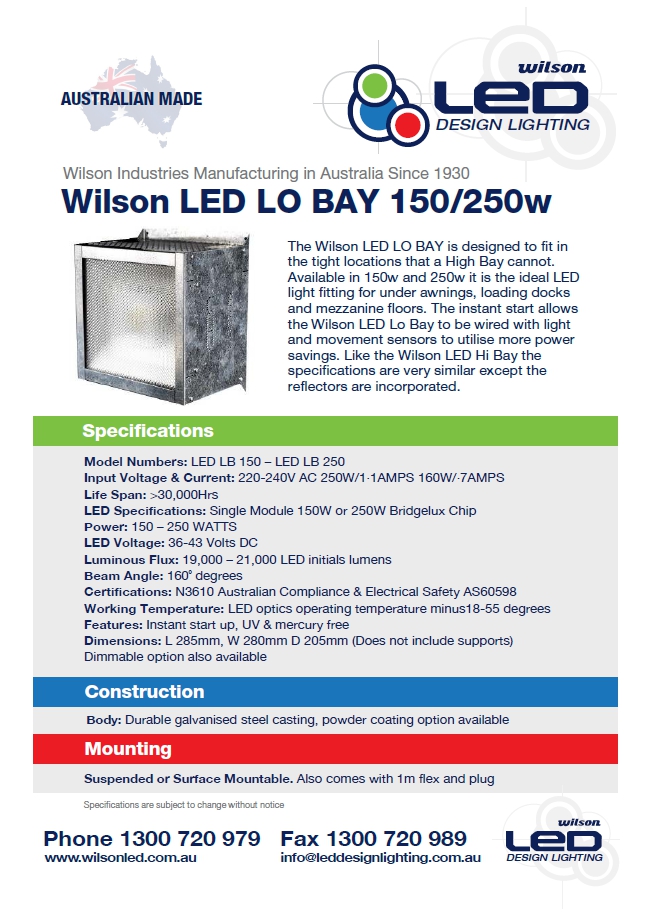 Wilson Low Bay Brochure Image | LED Brochures